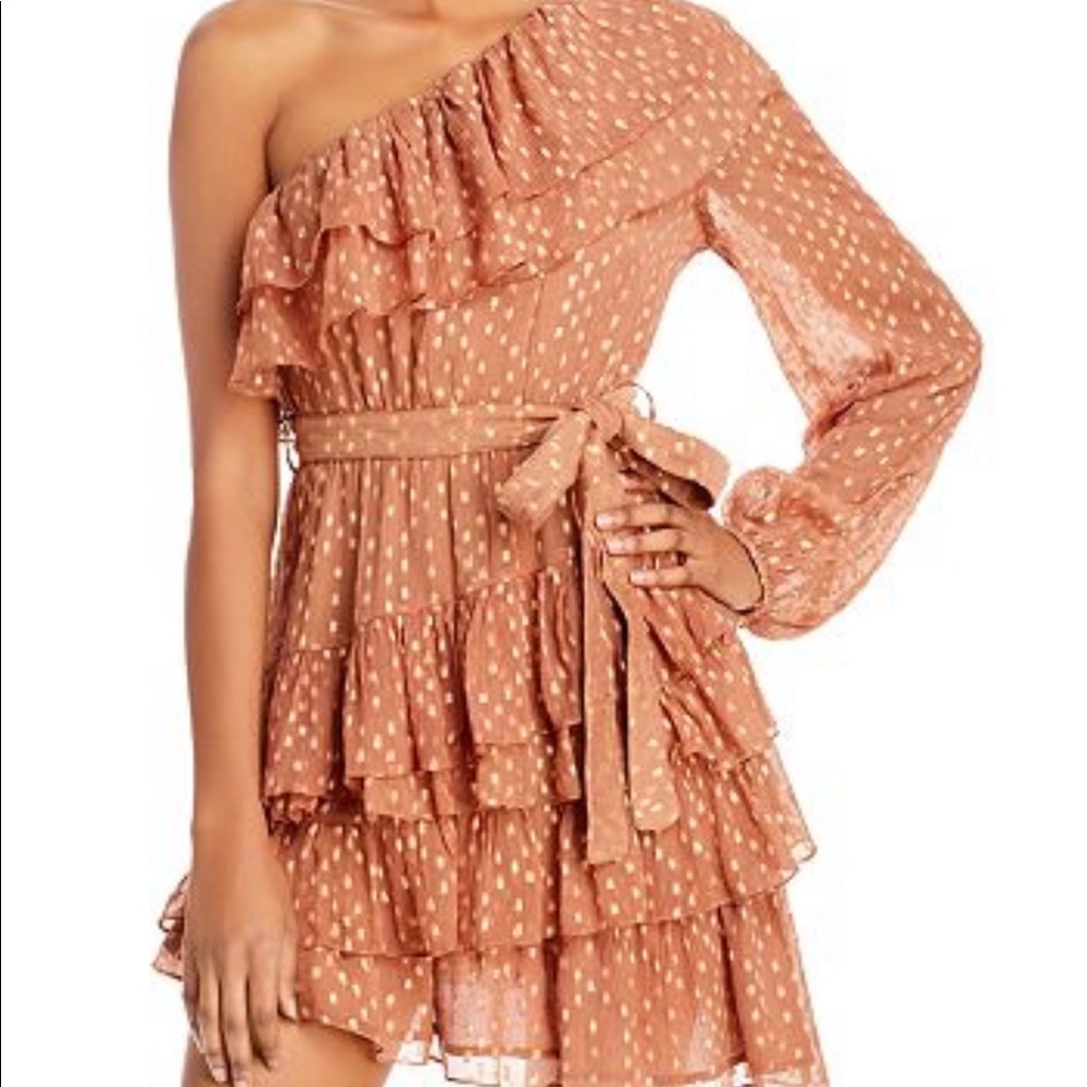 Rococo Sand Aine One Shoulder Asymmetric Dress- Tan